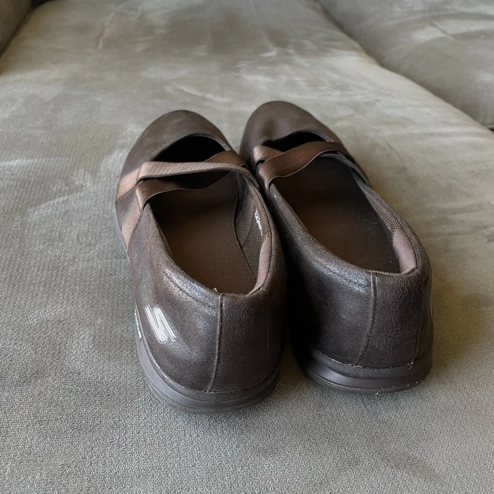 Skechers GO Step - Dainty Women's Summer Shoes Slip On Choc Ballet Flats